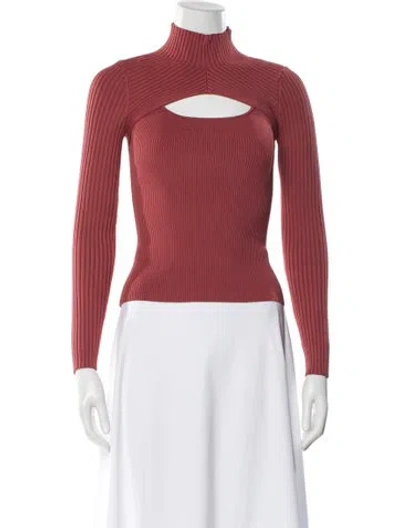 Pre-owned Simkhai Mock Neck Long Sleeve Top In Red