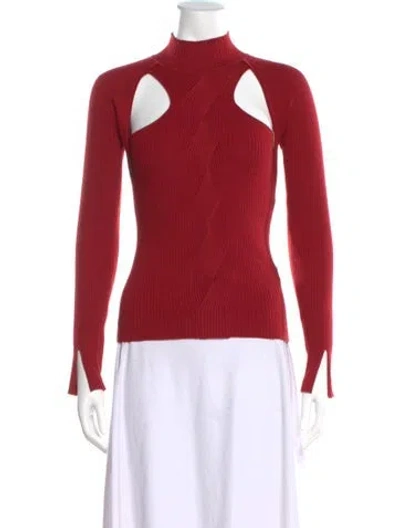 Pre-owned Simkhai Mock Neck Long Sleeve Top In Red