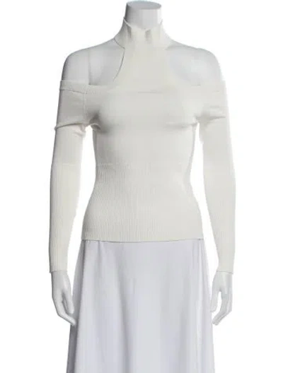 Pre-owned Simkhai Mock Neck Long Sleeve Top In White