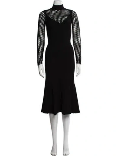 Pre-owned Simkhai Mock Neck Midi Length Dress In Black