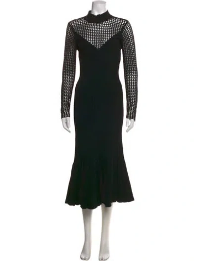 Pre-owned Simkhai Mock Neck Midi Length Dress In Black