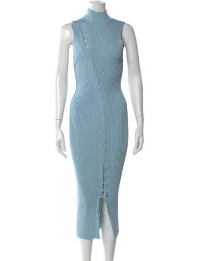Pre-owned Simkhai Mock Neck Midi Length Dress In Blue