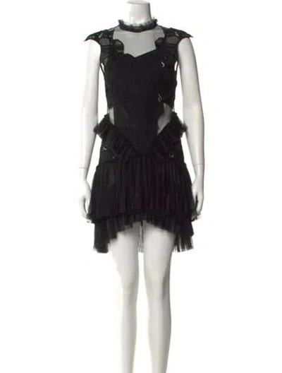 Pre-owned Simkhai Mock Neck Mini Dress In Black