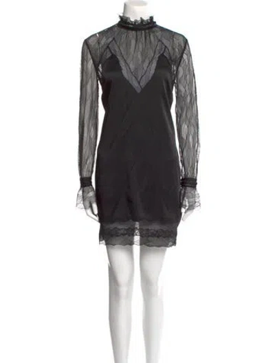 Pre-owned Simkhai Mock Neck Mini Dress In Black