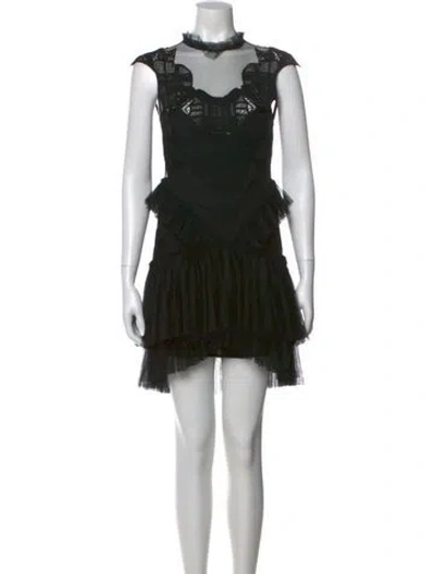 Pre-owned Simkhai Mock Neck Mini Dress In Black