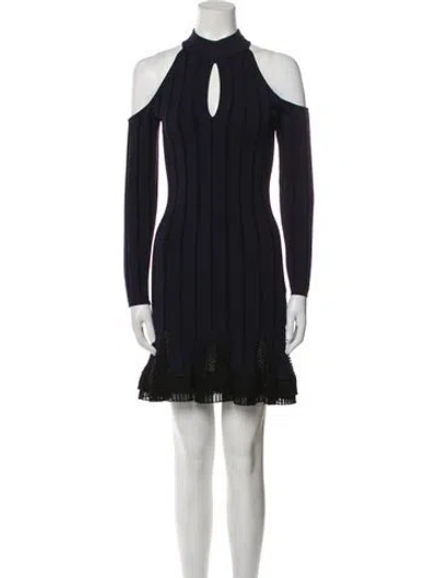 Pre-owned Simkhai Mock Neck Mini Dress In Blue