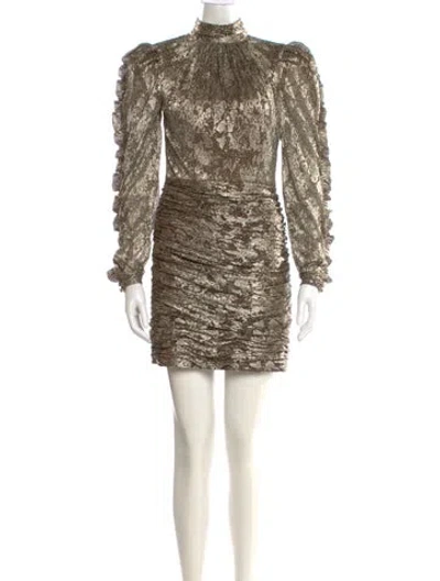 Pre-owned Simkhai Mock Neck Mini Dress In Gold