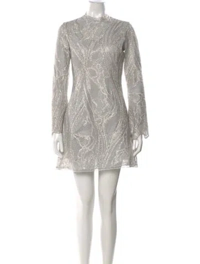 Pre-owned Simkhai Mock Neck Mini Dress In Gray