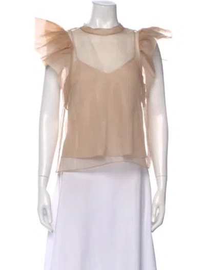 Pre-owned Simkhai Mock Neck Short Sleeve Top In Neutral