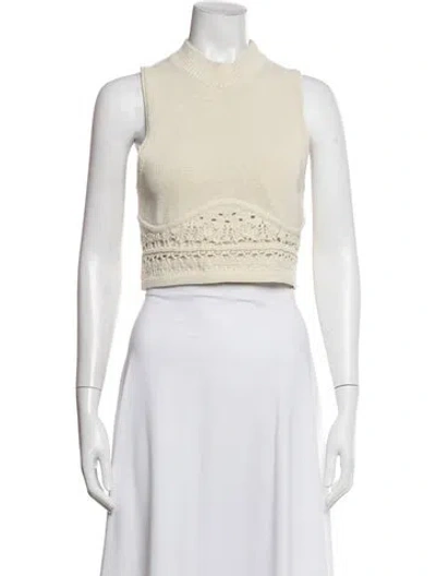 Pre-owned Simkhai Mock Neck Sleeveless Crop Top In Neutral