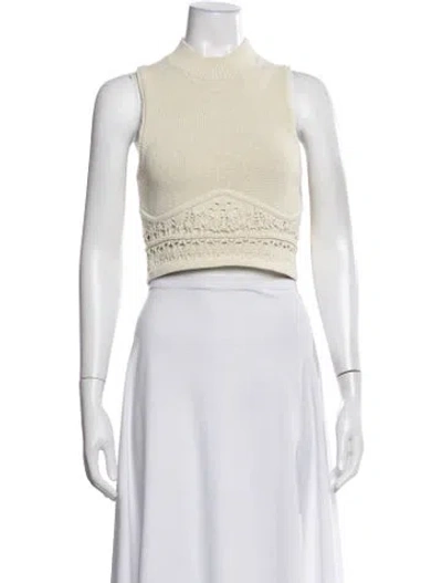 Pre-owned Simkhai Mock Neck Sleeveless Crop Top In Neutrals