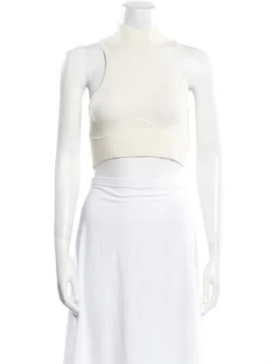 Pre-owned Simkhai Mock Neck Sleeveless Crop Top In White