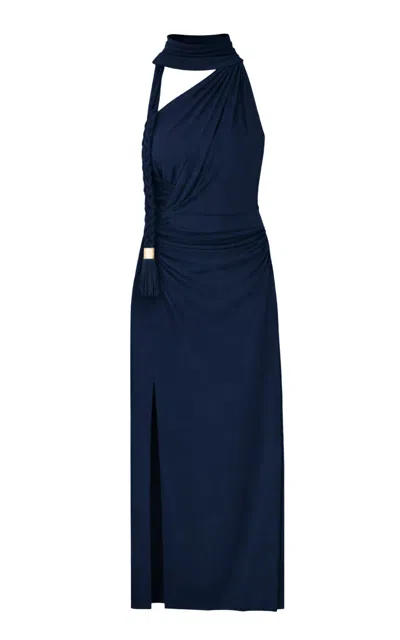 Simkhai Moira Draped Jersey Gown In Blue