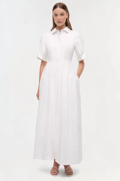 Simkhai Jazz Cutout Pintucked Cotton-blend Poplin Midi Shirt Dress In White