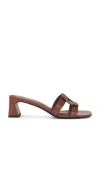 Simkhai Leather Monogram Mule Sandals In 黑貂