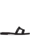 Simkhai Monogram-detail Flat Sandals In Black