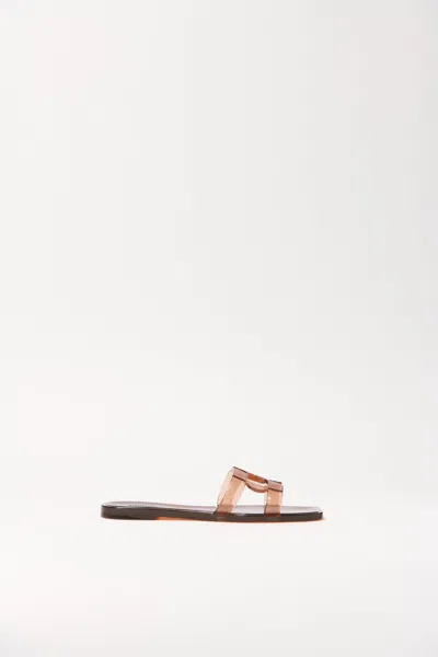Simkhai Monogram Jelly Flat Slide In Saddle In Brown