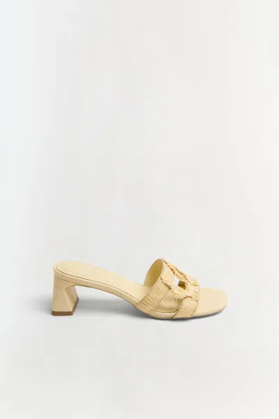 SIMKHAI MONOGRAM RAFFIA BLOCK HEEL IN NATURAL