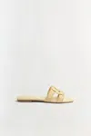Simkhai Monogram Raffia Flat Slide In Natural In Brown