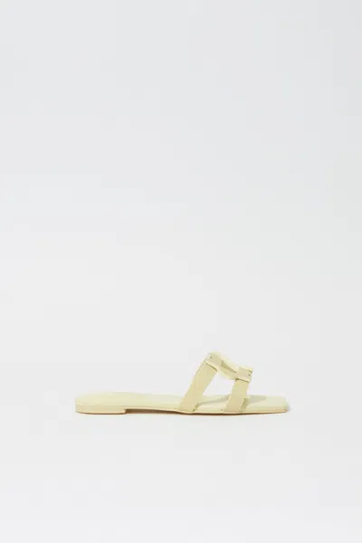 Simkhai Monogram Snake Leather Flat Slide In Pistachio In Yellow