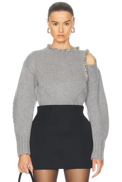 Simkhai Monroe Embellished Pullover Sweater In Grey Melange