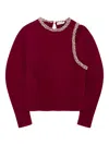 Simkhai Monroe Cutout Crystal-embellished Wool-blend Sweater In Red