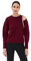 Simkhai Womens Oxblood Monroe Embellished Wool-blend Jumper In Burgundy