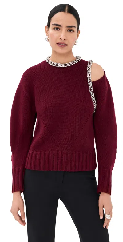Simkhai Womens Oxblood Monroe Embellished Wool-blend Jumper In Burgundy