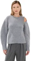 Simkhai Monroe Pullover Sweater With Embellishments Grey Melange In Grey Melange