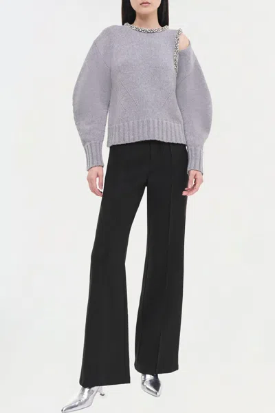 Simkhai Womens Grey Melange Monroe Crystal-embellised Wool And Cashmere-blend Jumper