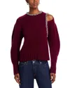 Simkhai Monroe Wool-blend Round Neck Pullover Sweater In Burgundy