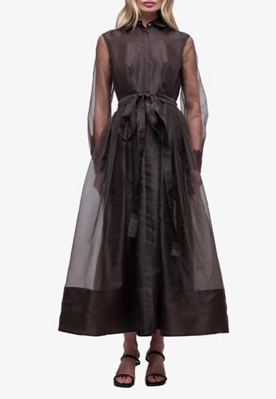 Simkhai Montgomery Long-sleeved Midi Shirt Dress In Brown