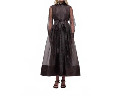 SIMKHAI MONTGOMERY MIDI GOWN IN CHOCOLATE