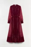 Simkhai Montgomery Organza Belted Dress In Oxblood In Brown