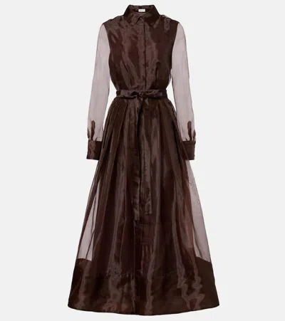 Simkhai Montgomery Organza Shirt Dress In Brown