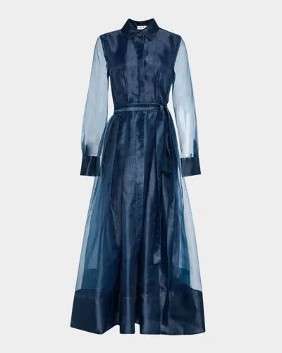 Simkhai Montgomery Long Sleeve Button Up Midi Dress In Midnight In Blue