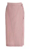 Simkhai Monty Striped Cotton-blend Midi Wrap Skirt In Pink