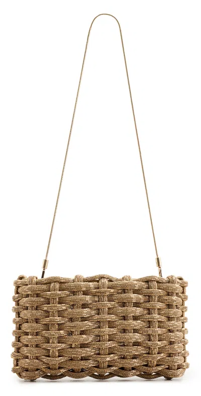 Simkhai Morgan Woven Clutch Gold