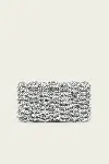Simkhai Morgan Woven Rhinestone Clutch In Silver