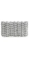 Simkhai Morgan Woven Rhinestone Clutch In Silver In Silver