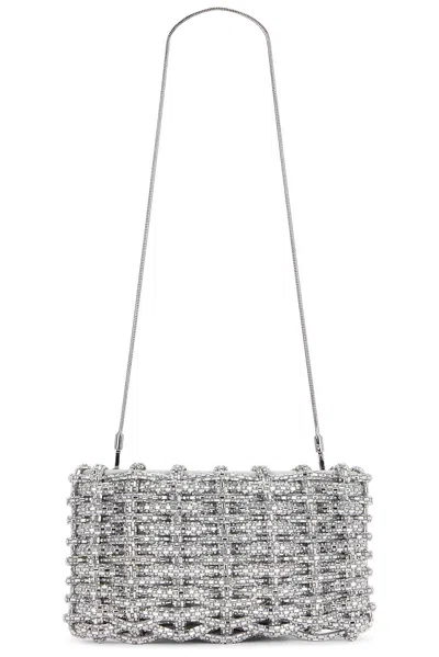 Simkhai Morgan Woven Rhinestone Clutch In Silver