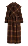 Simkhai Mulhollond Plaid Wool Robe Coat In Brown