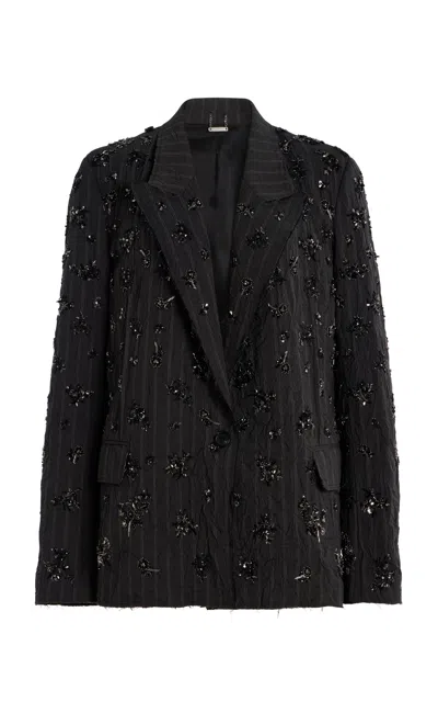 Simkhai Murphy Embroidered Blazer In Dark Grey