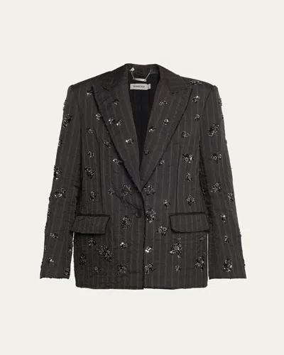 Simkhai Murphy Sequined Pinstripe Blazer In Black