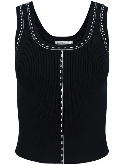 Simkhai Nailah Stitch-detail Knitted Top In Blue