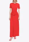 Simkhai Nalani Short Sleeve Gown Fiery Red In Red