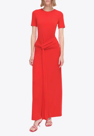 Simkhai Nalani Tie-front Draped Stretch-jersey Gown In Red