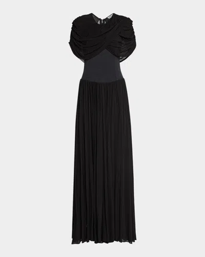 Simkhai Nancie Draped A-line Jersey Gown In Black