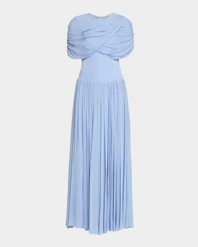 Simkhai Nancie Draped Jersey Cape Maxi Dress In Blue
