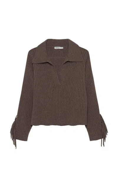 Simkhai Natalia Collared Wool-cashmere Sweater In Purple